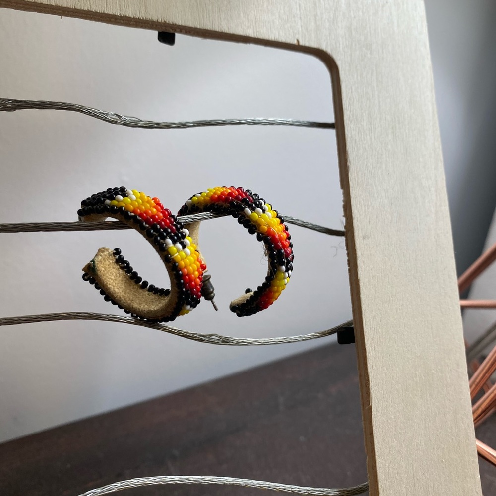 Multicolored beaded hoops